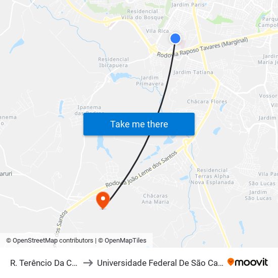 R. Terêncio Da Costa Dias, 481 to Universidade Federal De São Carlos - Campus Sorocaba map