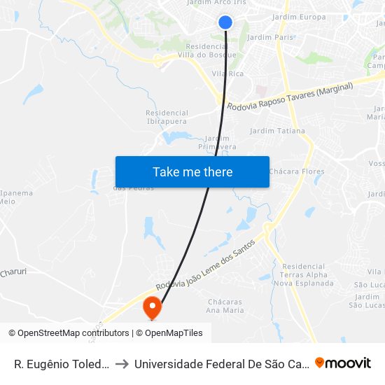 R. Eugênio Toledo Pereira, 641 to Universidade Federal De São Carlos - Campus Sorocaba map