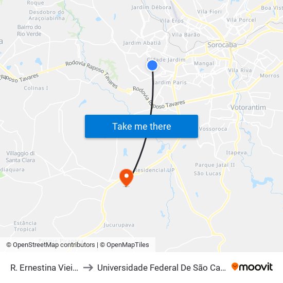 R. Ernestina Vieira Neves, 311 to Universidade Federal De São Carlos - Campus Sorocaba map