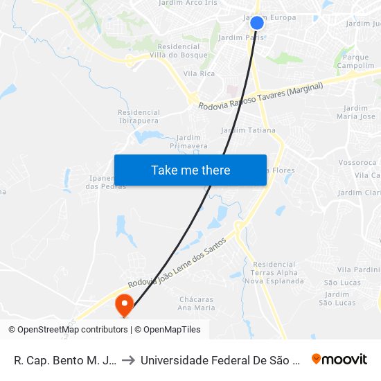 R. Cap. Bento M. Jequitinhonha, 75 to Universidade Federal De São Carlos - Campus Sorocaba map