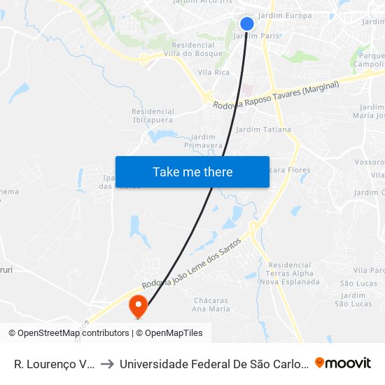 R. Lourenço Vanucci, 31 to Universidade Federal De São Carlos - Campus Sorocaba map