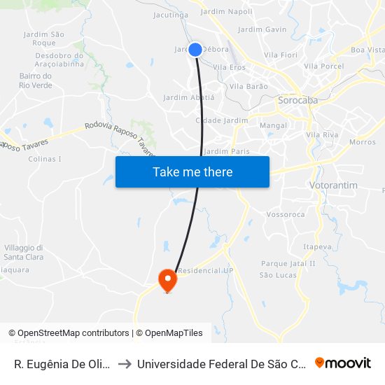 R. Eugênia De Oliveira Cirne, 120 to Universidade Federal De São Carlos - Campus Sorocaba map