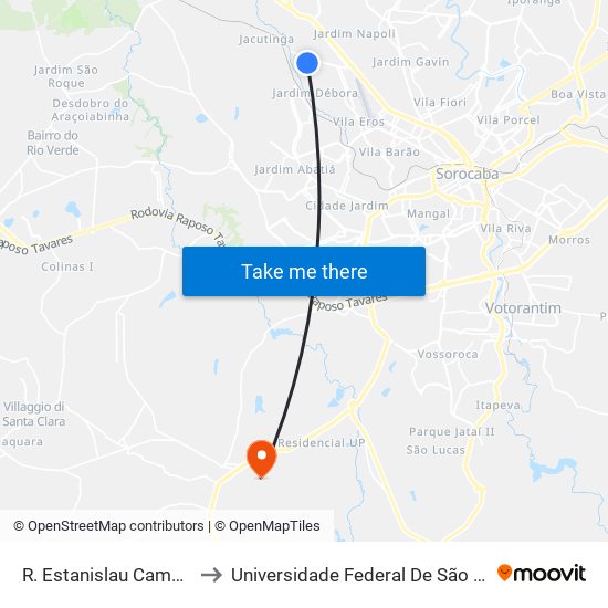 R. Estanislau Camargo Sampaio, 503 to Universidade Federal De São Carlos - Campus Sorocaba map