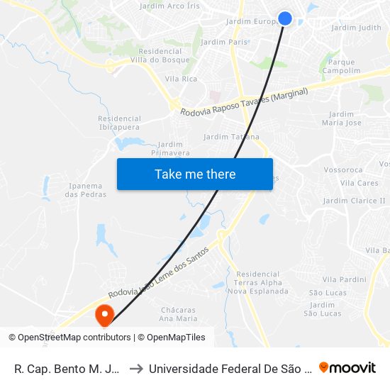 R. Cap. Bento M. Jequitinhonha, 2359 to Universidade Federal De São Carlos - Campus Sorocaba map