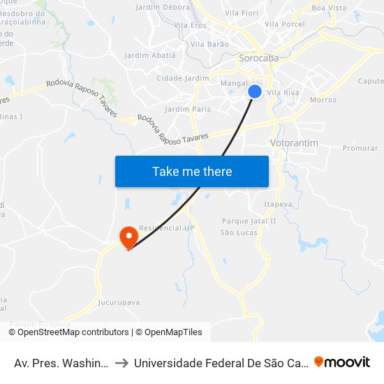 Av. Pres. Washington Luiz, 458 to Universidade Federal De São Carlos - Campus Sorocaba map