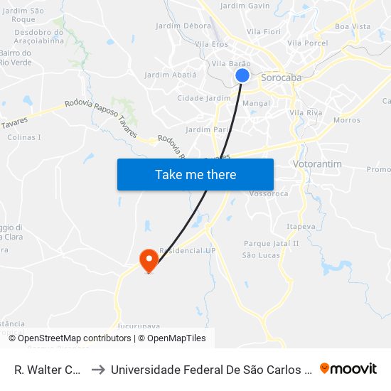 R. Walter Caldini, Sn to Universidade Federal De São Carlos - Campus Sorocaba map