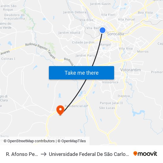 R. Afonso Pedrazzi, Sn to Universidade Federal De São Carlos - Campus Sorocaba map