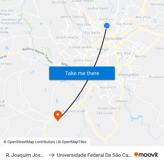 R. Joaquim José Lacerda, 172 to Universidade Federal De São Carlos - Campus Sorocaba map