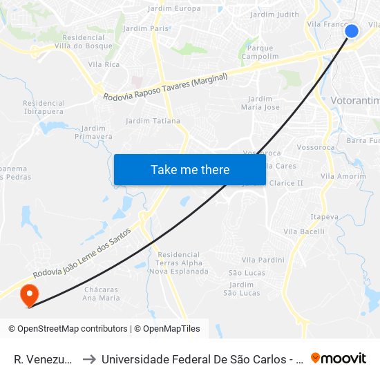 R. Venezuela, 508 to Universidade Federal De São Carlos - Campus Sorocaba map