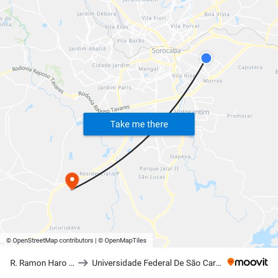 R. Ramon Haro Martini, 322 to Universidade Federal De São Carlos - Campus Sorocaba map