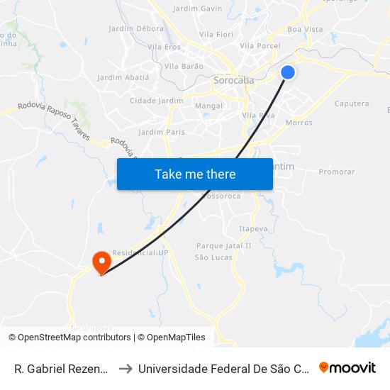 R. Gabriel Rezende Passos, 268 to Universidade Federal De São Carlos - Campus Sorocaba map