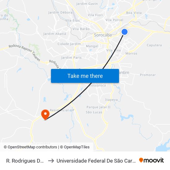 R. Rodrigues Do Prado, 436 to Universidade Federal De São Carlos - Campus Sorocaba map