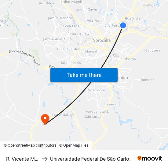 R. Vicente Matiello, Sn to Universidade Federal De São Carlos - Campus Sorocaba map