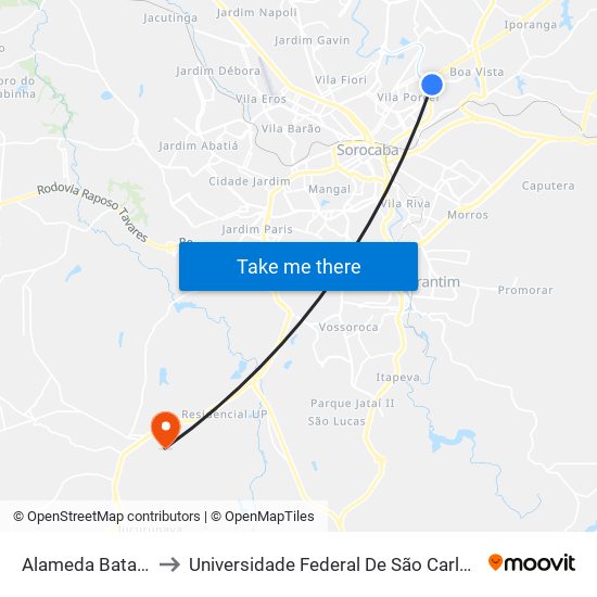 Alameda Batatais, 2-122 to Universidade Federal De São Carlos - Campus Sorocaba map