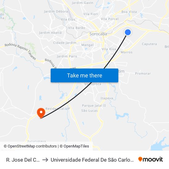 R. Jose Del Cistia, 333 to Universidade Federal De São Carlos - Campus Sorocaba map