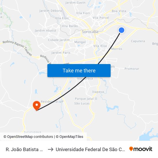 R. João Batista De Moraes, 224 to Universidade Federal De São Carlos - Campus Sorocaba map