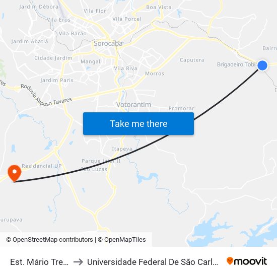 Est. Mário Trettel, Cx. 16 to Universidade Federal De São Carlos - Campus Sorocaba map