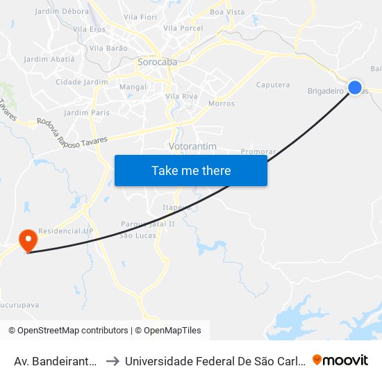 Av. Bandeirantes, Sem Ref. to Universidade Federal De São Carlos - Campus Sorocaba map