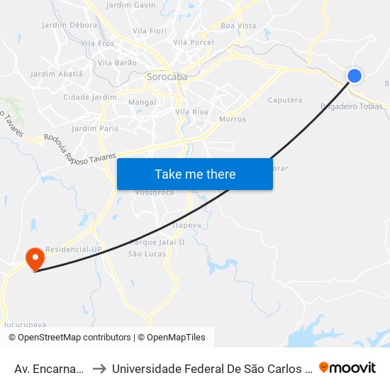 Av. Encarnação, 146 to Universidade Federal De São Carlos - Campus Sorocaba map