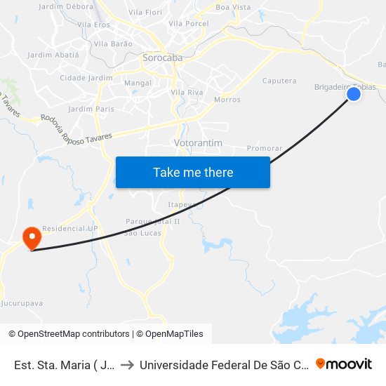 Est. Sta. Maria (  José Sarti ) , 700 to Universidade Federal De São Carlos - Campus Sorocaba map