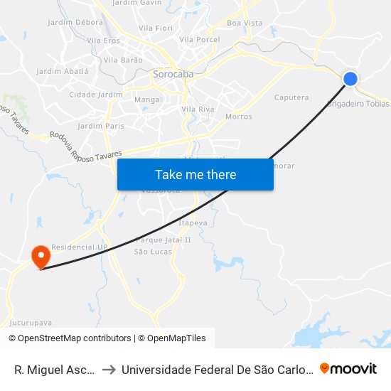 R. Miguel Ascêncio, 222 to Universidade Federal De São Carlos - Campus Sorocaba map