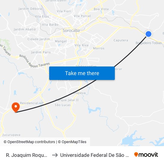 R. Joaquim Roque De Oliveira, 208 to Universidade Federal De São Carlos - Campus Sorocaba map