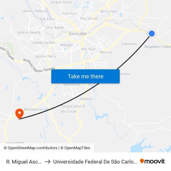 R. Miguel Ascêncio, 706 to Universidade Federal De São Carlos - Campus Sorocaba map