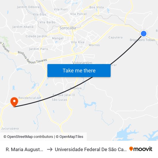 R. Maria Augusta Da Silva, 460 to Universidade Federal De São Carlos - Campus Sorocaba map