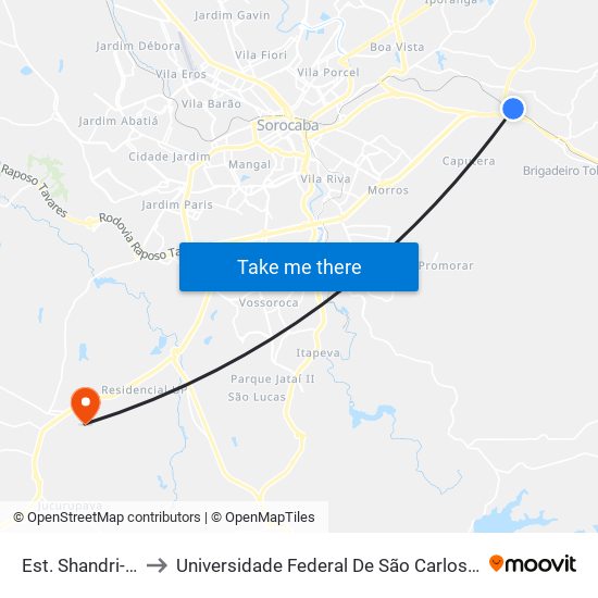 Est. Shandri-Lá, 2015 to Universidade Federal De São Carlos - Campus Sorocaba map