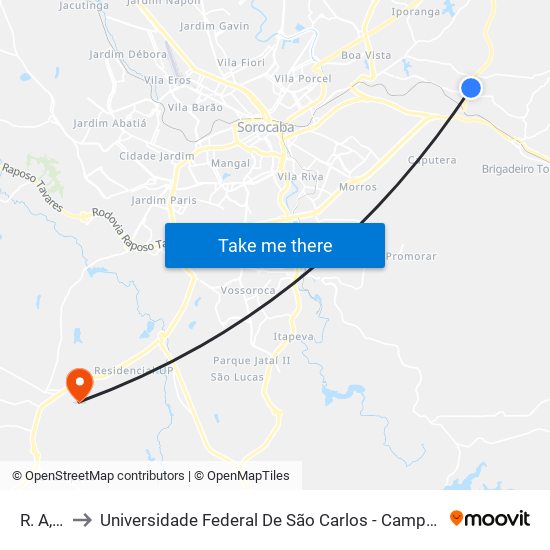 R. A, 09 to Universidade Federal De São Carlos - Campus Sorocaba map