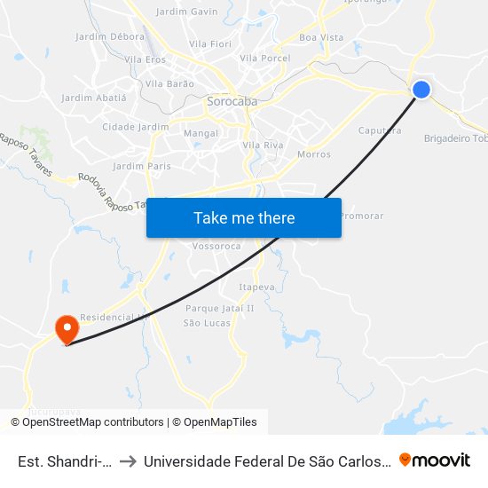 Est. Shandri-Lá, 1401 to Universidade Federal De São Carlos - Campus Sorocaba map