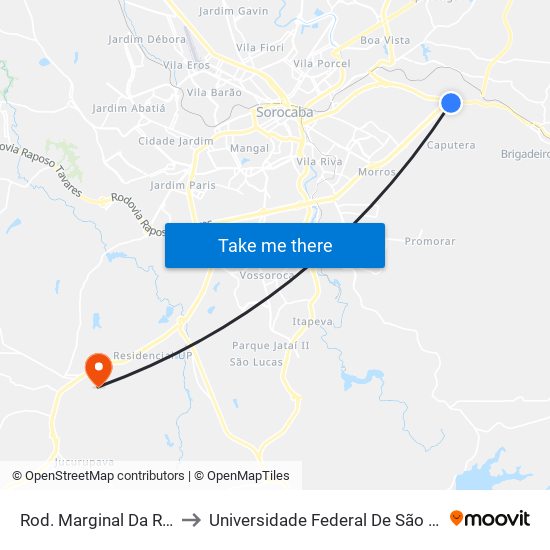Rod. Marginal Da Raposo Tavares, Sn to Universidade Federal De São Carlos - Campus Sorocaba map