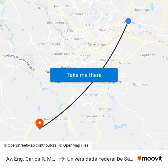 Av. Eng. Carlos R. Mendes, S/Nº.  ""Fórum"" to Universidade Federal De São Carlos - Campus Sorocaba map