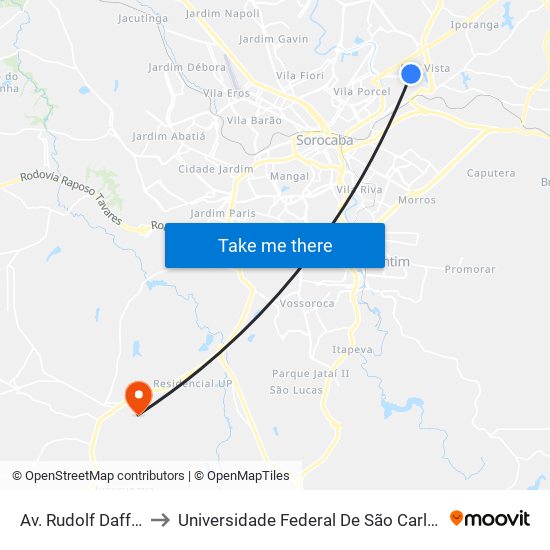 Av. Rudolf Daffernner, 601 to Universidade Federal De São Carlos - Campus Sorocaba map