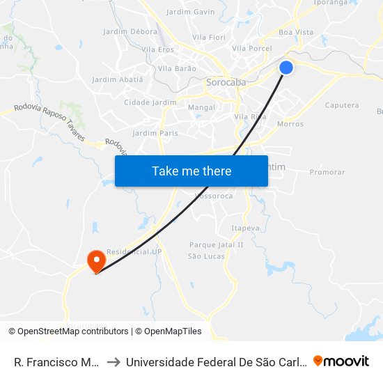 R. Francisco Mucciolo, 241 to Universidade Federal De São Carlos - Campus Sorocaba map