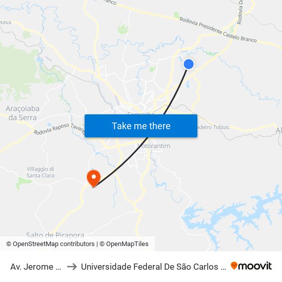 Av. Jerome Case, Sn to Universidade Federal De São Carlos - Campus Sorocaba map