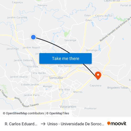 R. Carlos Eduardo Soriano, 1992 to Uniso - Universidade De Sorocaba Cidade Universitária map