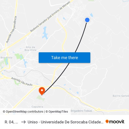 R. 04, S/N° to Uniso - Universidade De Sorocaba Cidade Universitária map