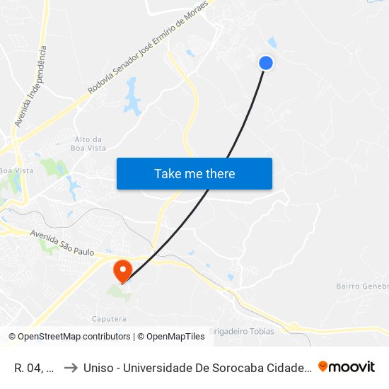 R. 04, S/N° to Uniso - Universidade De Sorocaba Cidade Universitária map