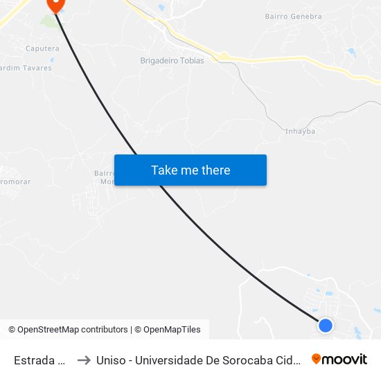 Estrada Vicinal to Uniso - Universidade De Sorocaba Cidade Universitária map
