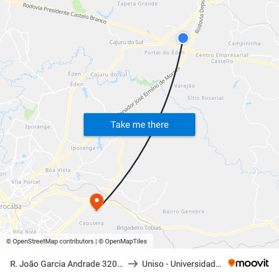 R. João Garcia Andrade 320 - Jardim Novo Mundo Itu - SP 13308-460 Brasil to Uniso - Universidade De Sorocaba Cidade Universitária map