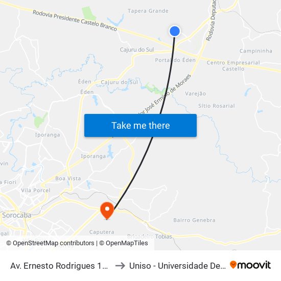 Av. Ernesto Rodrigues 181 - Cidade Nova II Itu - SP Brasil to Uniso - Universidade De Sorocaba Cidade Universitária map