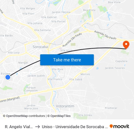 R. Angelo Vial, Sem Ref. to Uniso - Universidade De Sorocaba Cidade Universitária map