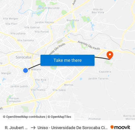 R. Joubert Wey, 40 to Uniso - Universidade De Sorocaba Cidade Universitária map