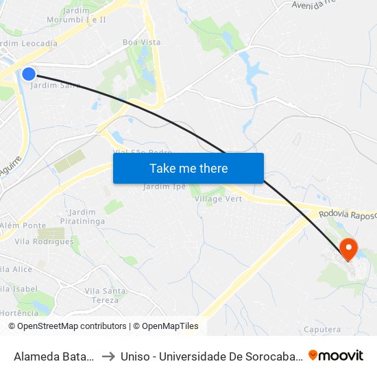 Alameda Batatais, 2-122 to Uniso - Universidade De Sorocaba Cidade Universitária map