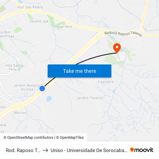 Rod. Raposo Tavares, Sn to Uniso - Universidade De Sorocaba Cidade Universitária map