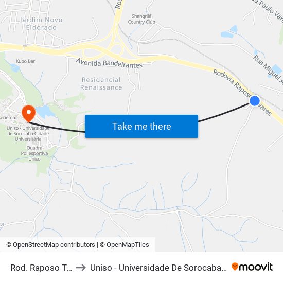 Rod. Raposo Tavares, Sn to Uniso - Universidade De Sorocaba Cidade Universitária map