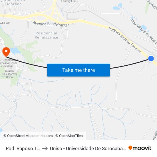 Rod. Raposo Tavares, Sn to Uniso - Universidade De Sorocaba Cidade Universitária map