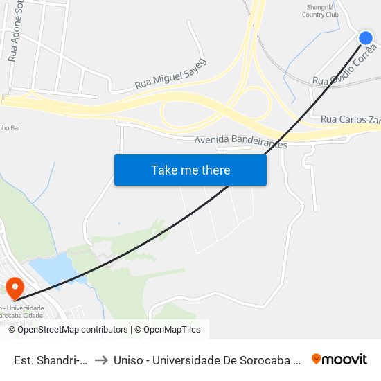 Est. Shandri-Lá, 2015 to Uniso - Universidade De Sorocaba Cidade Universitária map