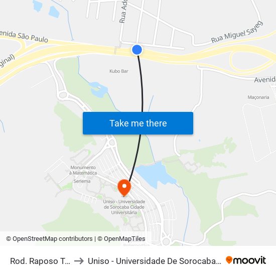 Rod. Raposo Tavares, Sn to Uniso - Universidade De Sorocaba Cidade Universitária map